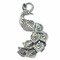 Peacock Pendant 34x19mm Pewter Antique Silver Plated (1-Piece)